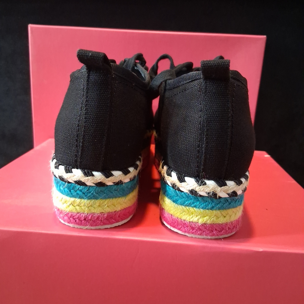 Betsey Johnson Black and Multicolor Platform Sneakers - Picture 4 of 6